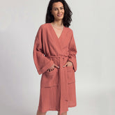 Sleeve Nightgown Cardigan Double-layer Gauze Pyjama - NoirPyjamas
